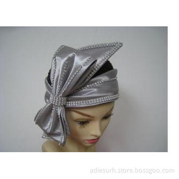 Sunday Ladies' Church Hats With Big Bow rhinstone For Party